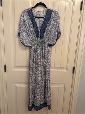 Cost Plus World Market Blue and White Dress
